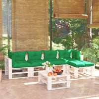 Thumbnail for 6-tlg. Garten-Sofagarnitur aus Paletten mit Kissen Kiefernholz