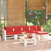 Thumbnail for 6-tlg. Garten-Sofagarnitur aus Paletten mit Kissen Kiefernholz
