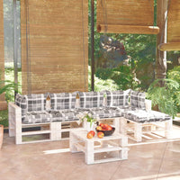Thumbnail for 6-tlg. Garten-Sofagarnitur aus Paletten mit Kissen Kiefernholz