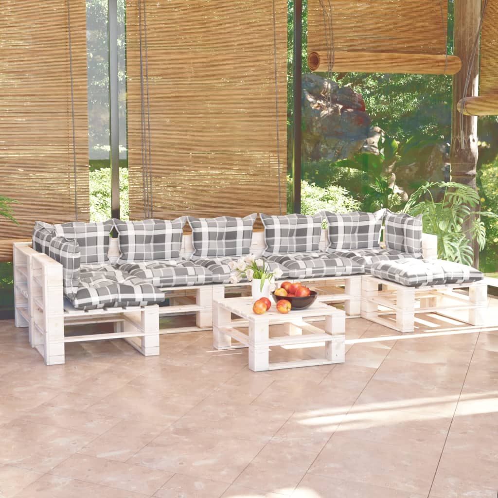 8-tlg. Garten-Sofagarnitur aus Paletten mit Kissen Kiefernholz