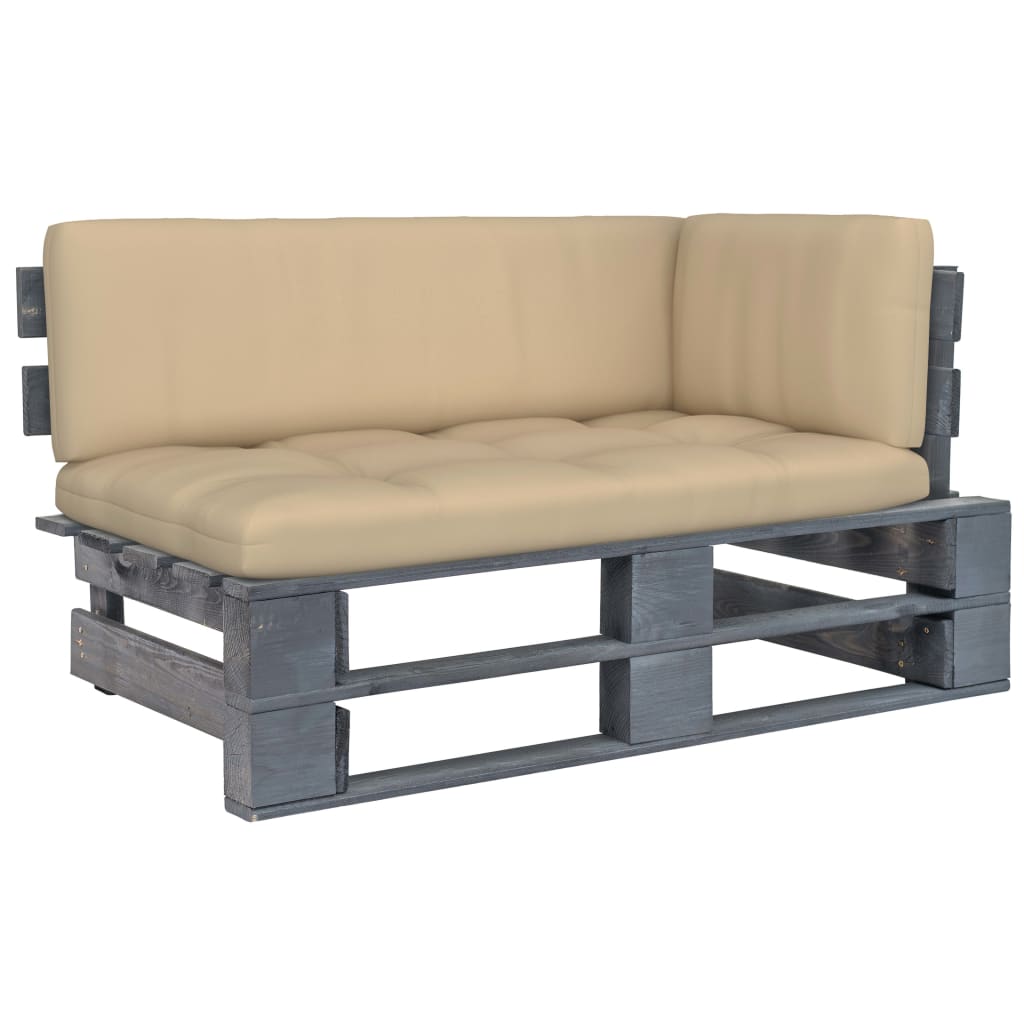 Garten-Paletten-Ecksofa Grau Imprägniertes Kiefernholz