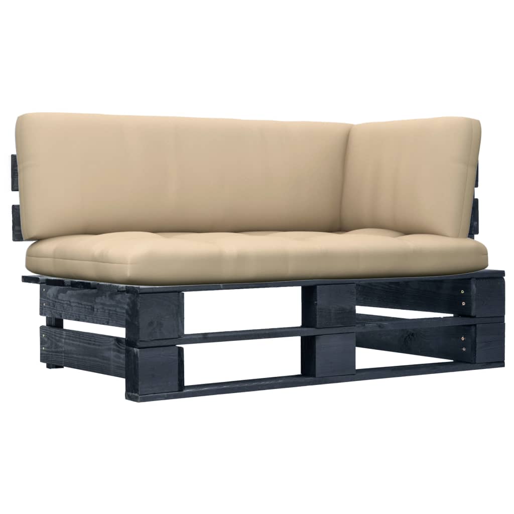 Garten-Paletten-Ecksofa Schwarz Imprägniertes Kiefernholz