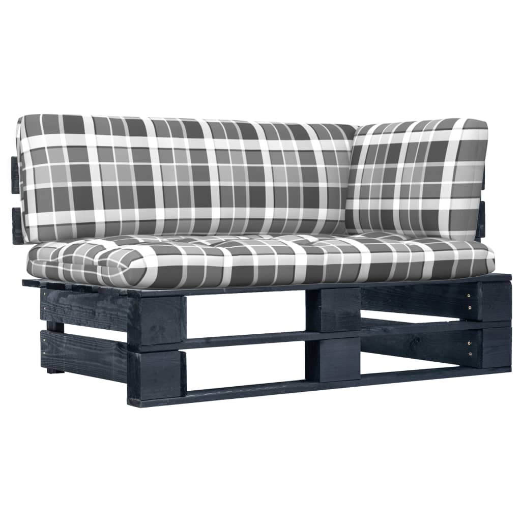 Garten-Paletten-Ecksofa Schwarz Imprägniertes Kiefernholz