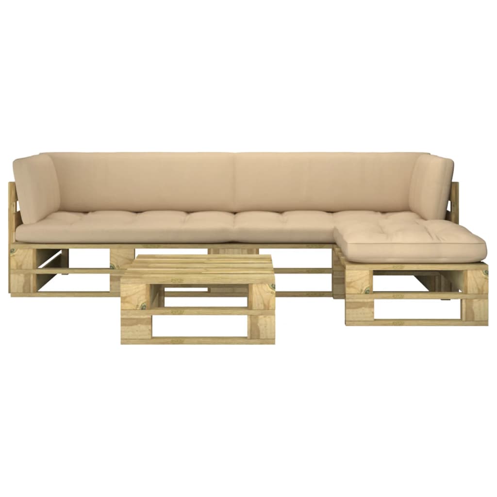 4-tlg. Paletten-Lounge-Set Grün Imprägniertes Kiefernholz