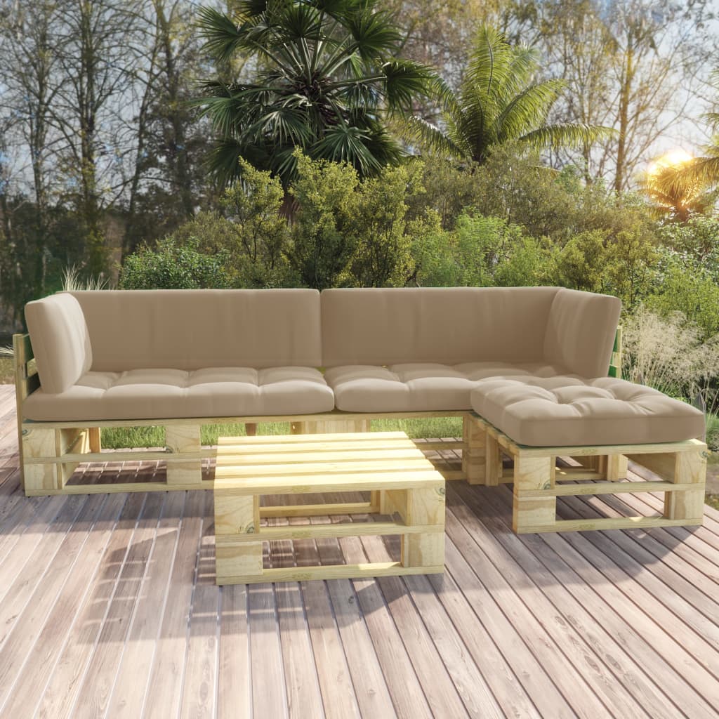 4-tlg. Paletten-Lounge-Set Grün Imprägniertes Kiefernholz