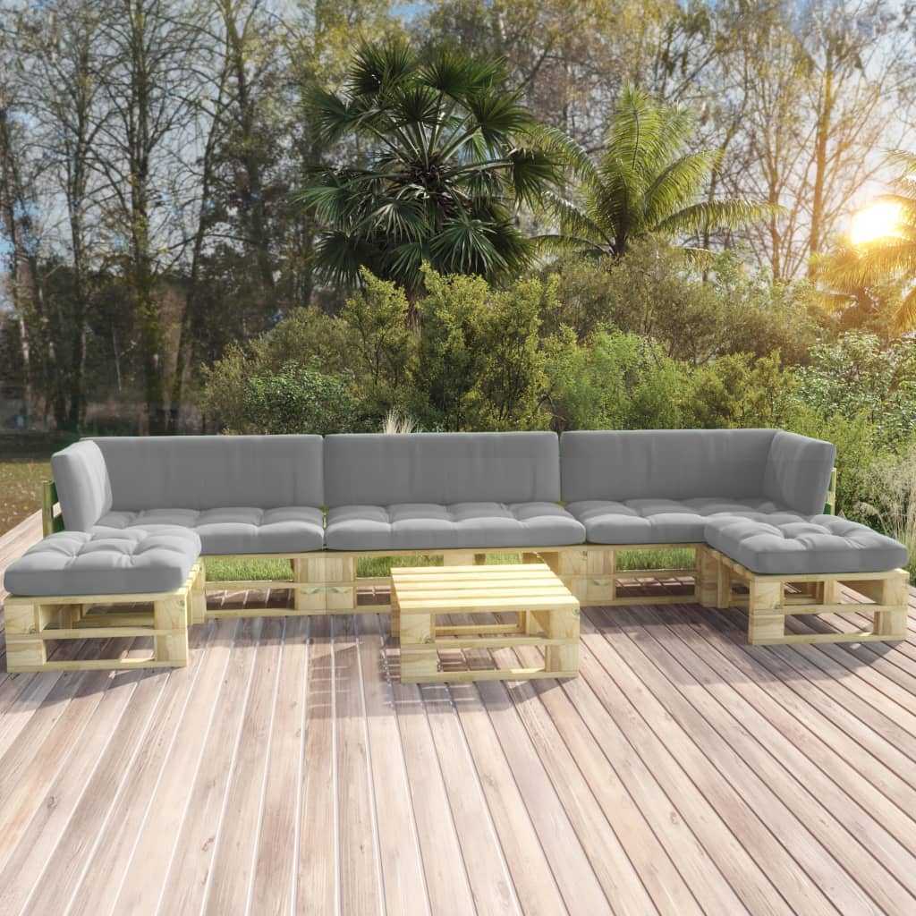 6-tlg. Paletten-Lounge-Set Grün Imprägniertes Kiefernholz