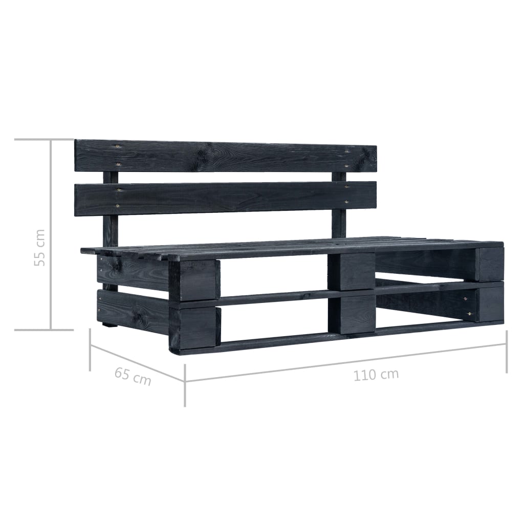 6-tlg. Paletten-Lounge-Set Schwarz Imprägniertes Kiefernholz