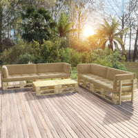 Thumbnail for 6-tlg. Paletten-Lounge-Set Grün Imprägniertes Kiefernholz