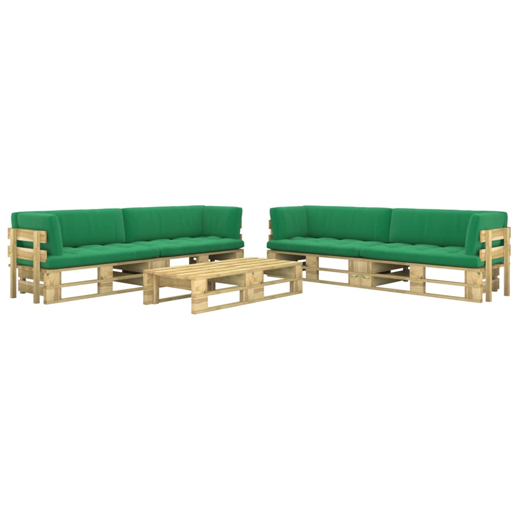 6-tlg. Paletten-Lounge-Set Grün Imprägniertes Kiefernholz