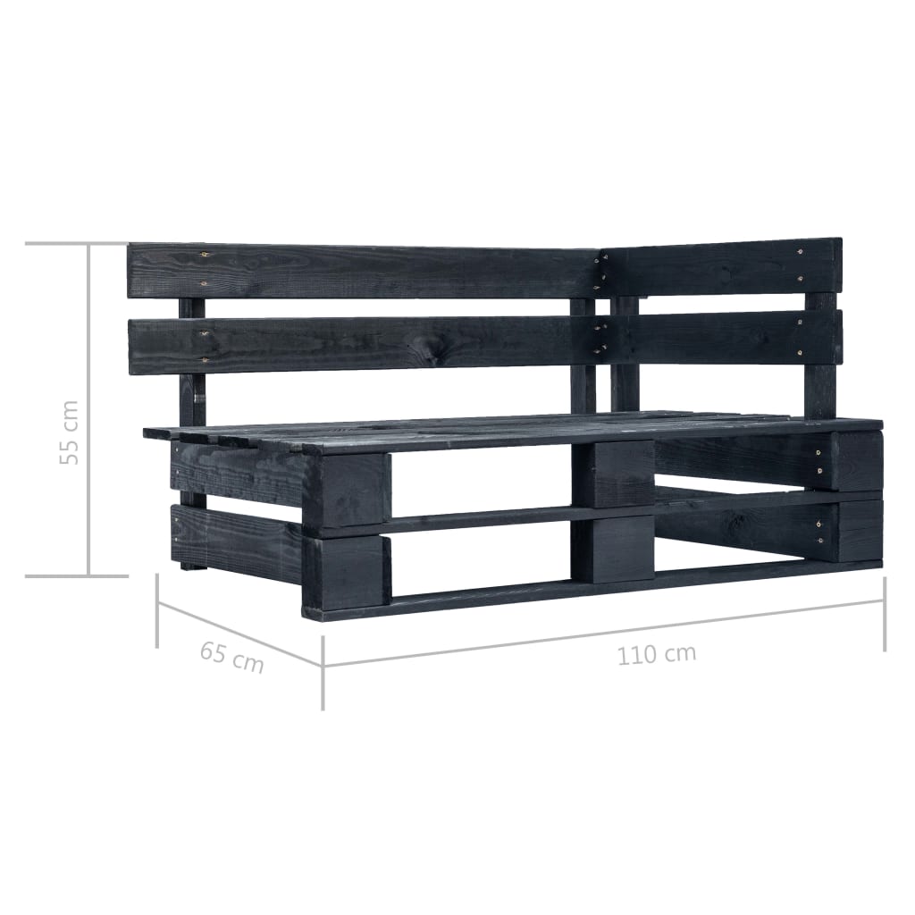6-tlg. Paletten-Lounge-Set & Kissen Schwarz Kiefer Imprägniert