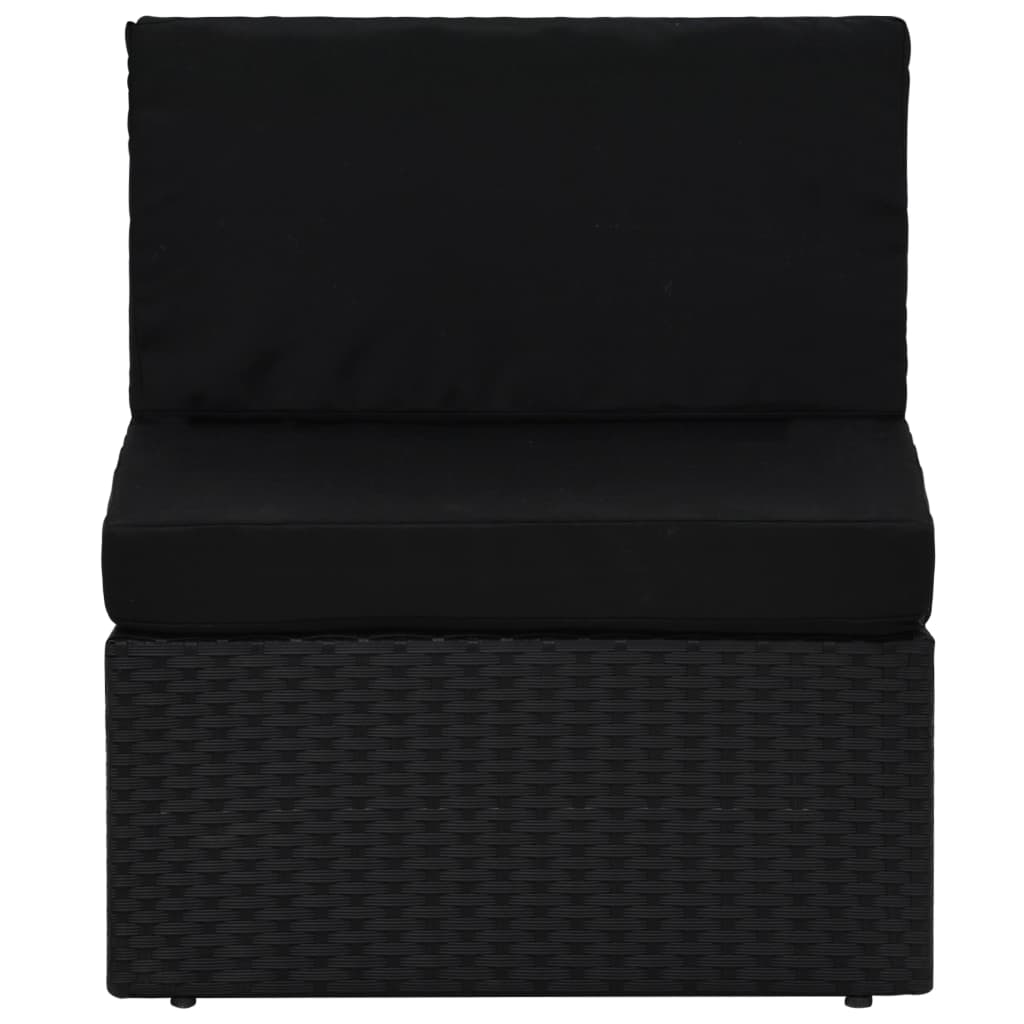 5-tlg. Garten-Lounge-Set mit Kissen Schwarz Poly Rattan