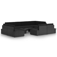 Thumbnail for 10-tlg. Garten-Lounge-Set mit Kissen Schwarz Poly Rattan