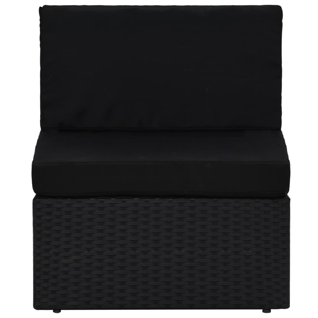 6-tlg. Garten-Lounge-Set mit Kissen Schwarz Poly Rattan