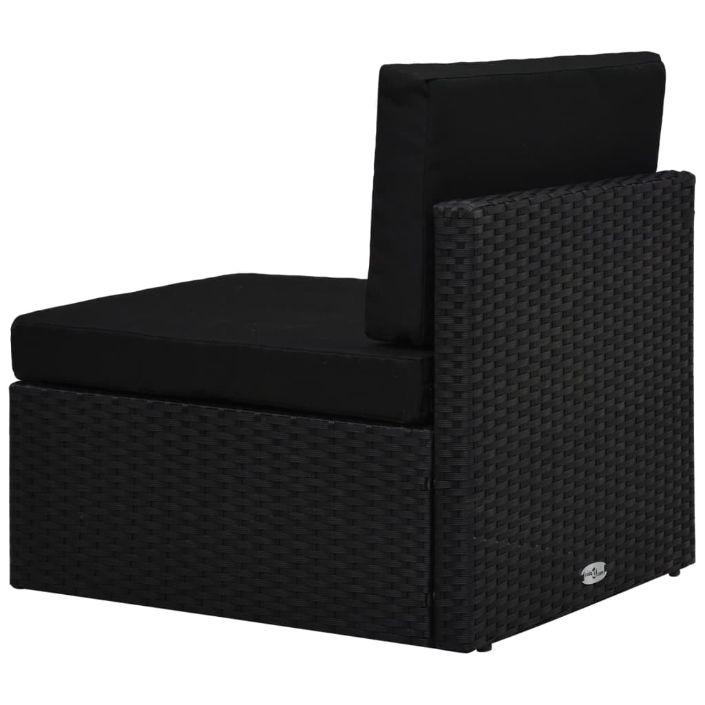 6-tlg. Garten-Lounge-Set mit Kissen Schwarz Poly Rattan