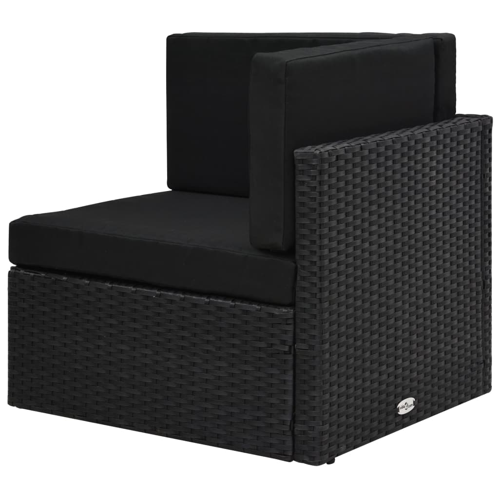 6-tlg. Garten-Lounge-Set mit Kissen Schwarz Poly Rattan