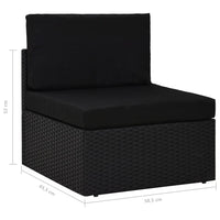 Thumbnail for 6-tlg. Garten-Lounge-Set mit Kissen Schwarz Poly Rattan