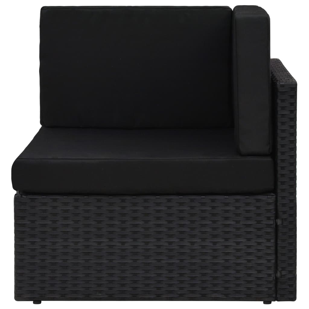 7-tlg. Garten-Lounge-Set mit Kissen Schwarz Poly Rattan