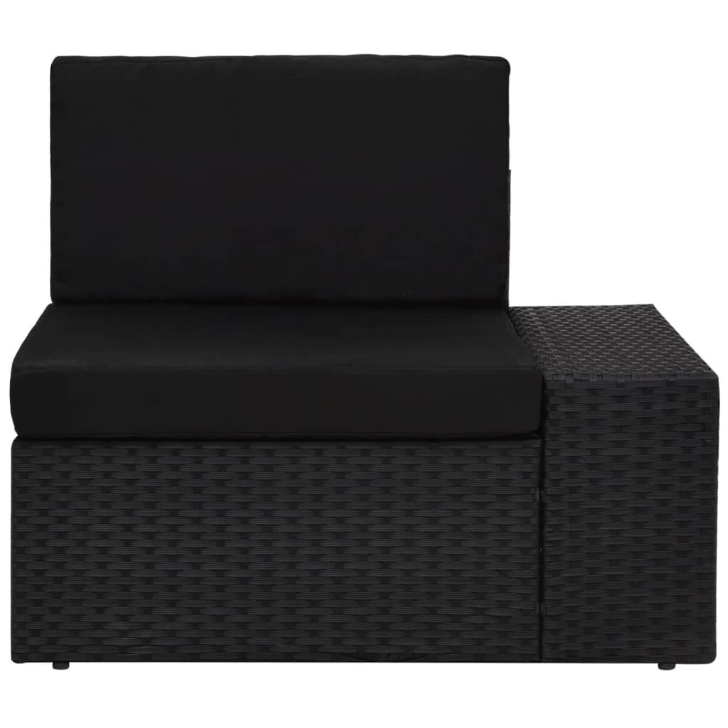 7-tlg. Garten-Lounge-Set mit Kissen Schwarz Poly Rattan
