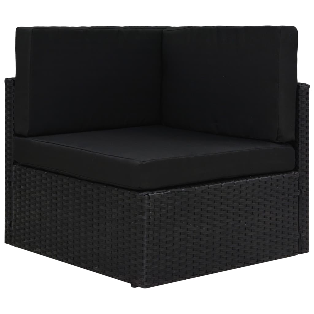 12-tlg. Garten-Lounge-Set mit Kissen Schwarz Poly Rattan