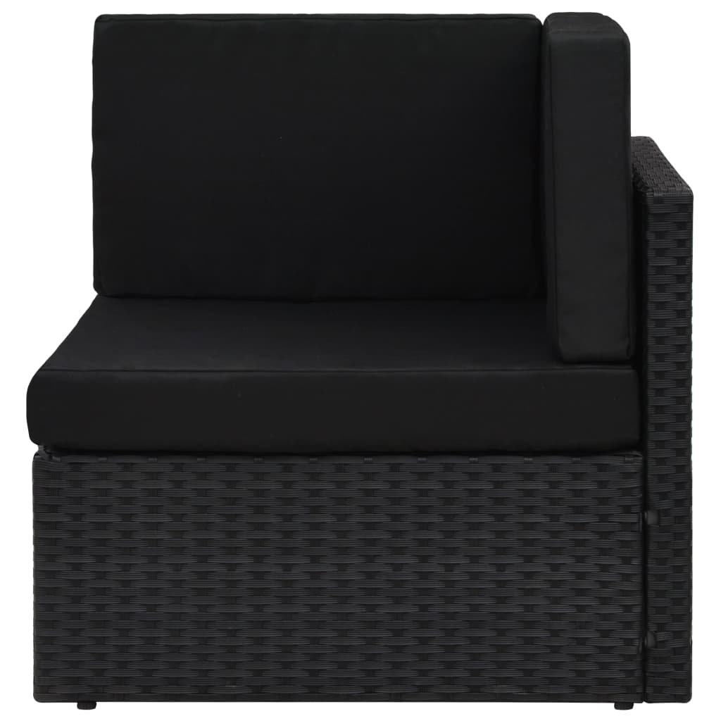 12-tlg. Garten-Lounge-Set mit Kissen Schwarz Poly Rattan