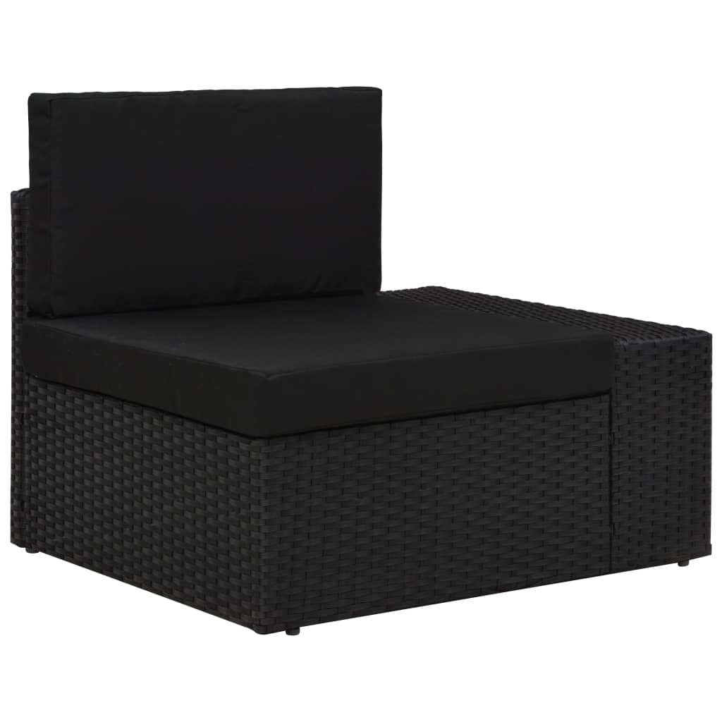 12-tlg. Garten-Lounge-Set mit Kissen Schwarz Poly Rattan