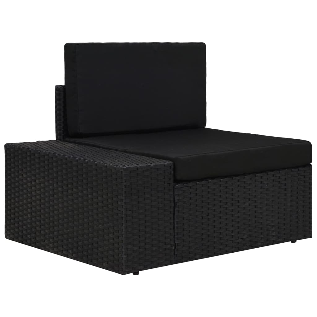 12-tlg. Garten-Lounge-Set mit Kissen Schwarz Poly Rattan