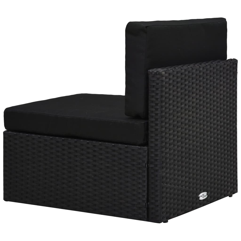 11-tlg. Garten-Lounge-Set mit Kissen Schwarz Poly Rattan