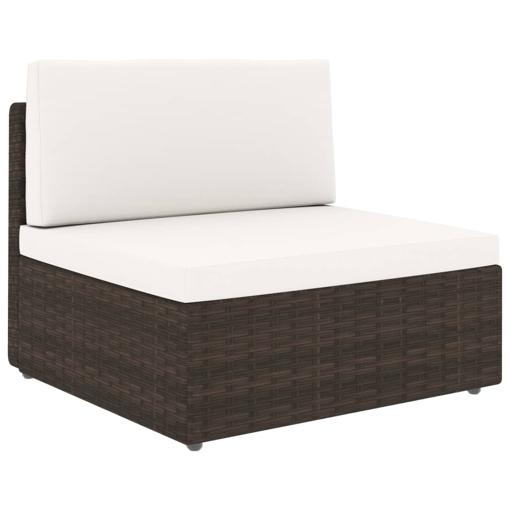 9-tlg. Garten-Lounge-Set mit Kissen Braun Poly Rattan