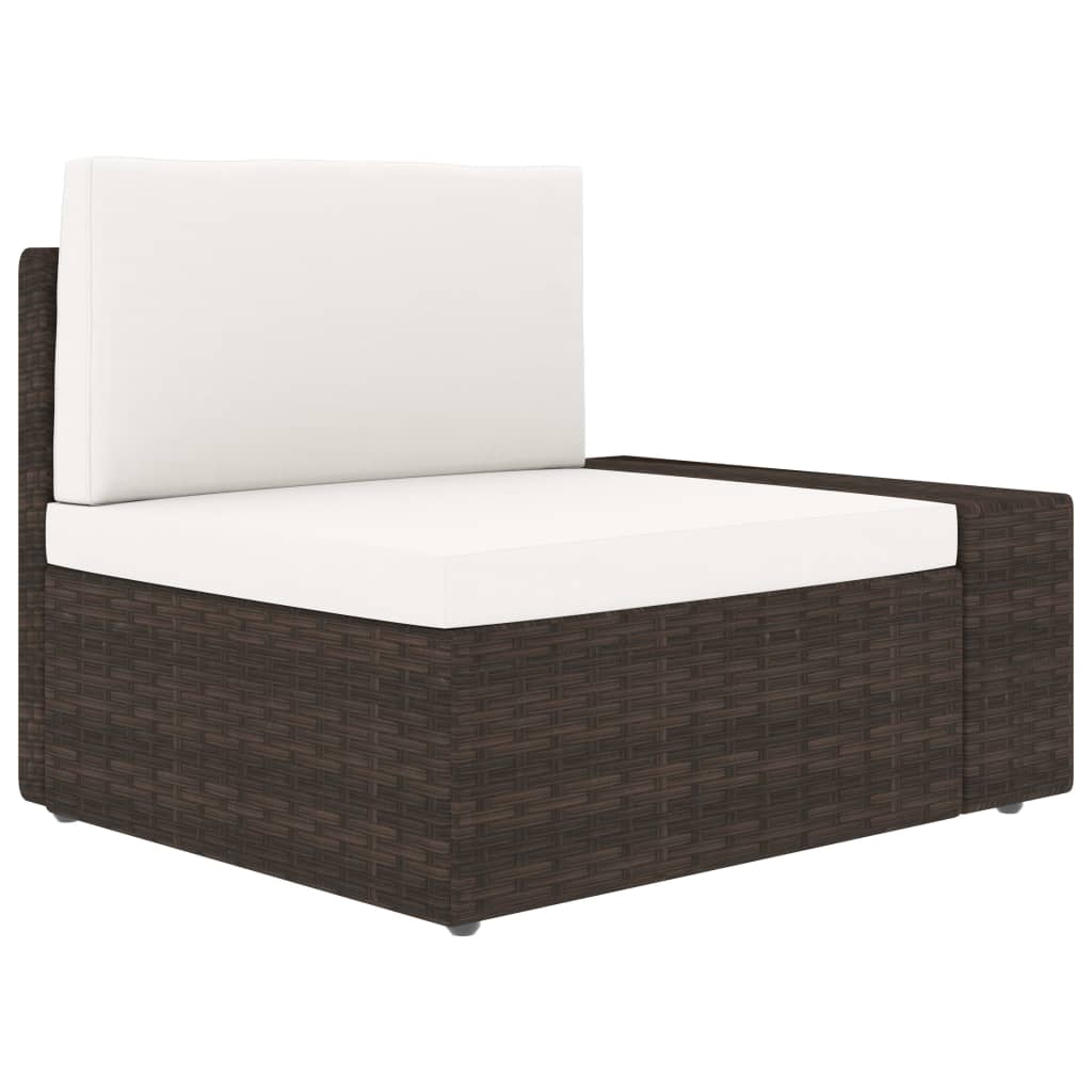 9-tlg. Garten-Lounge-Set mit Kissen Braun Poly Rattan