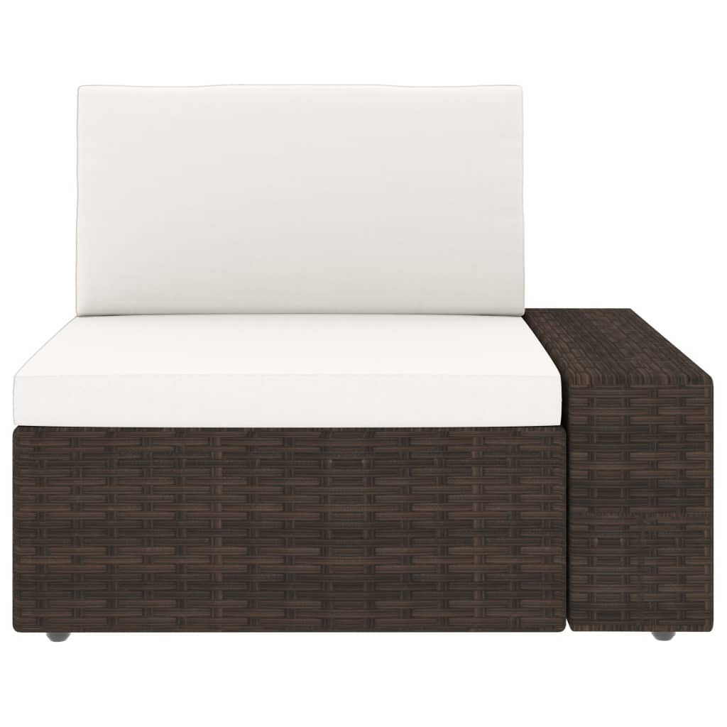 9-tlg. Garten-Lounge-Set mit Kissen Braun Poly Rattan