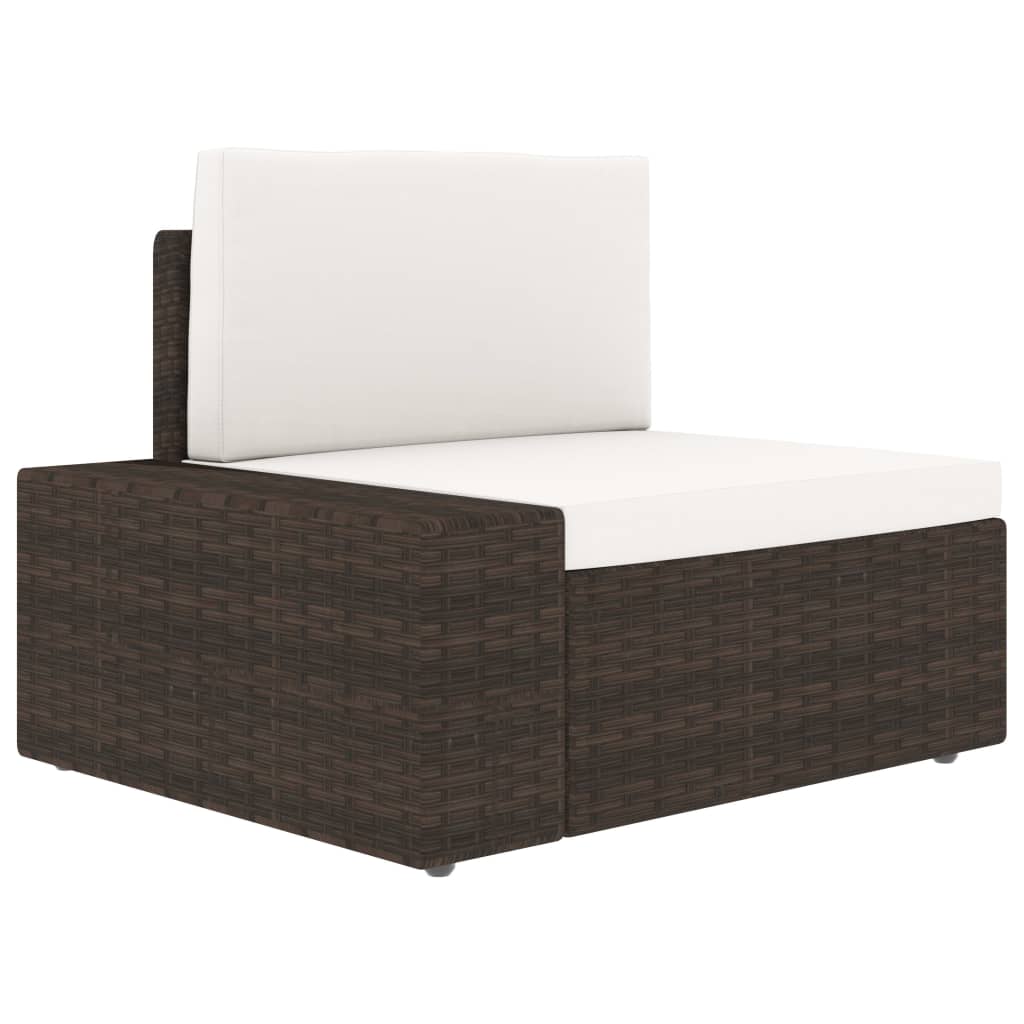 9-tlg. Garten-Lounge-Set mit Kissen Braun Poly Rattan