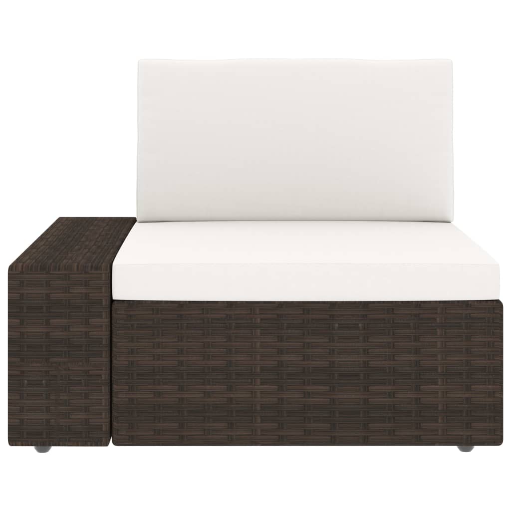 9-tlg. Garten-Lounge-Set mit Kissen Braun Poly Rattan
