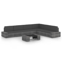 Thumbnail for 7-tlg. Garten-Lounge-Set mit Kissen Grau Poly Rattan