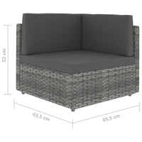 Thumbnail for 7-tlg. Garten-Lounge-Set mit Kissen Grau Poly Rattan