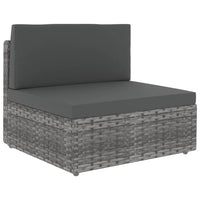 Thumbnail for 7-tlg. Garten-Lounge-Set mit Kissen Grau Poly Rattan