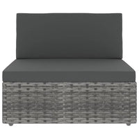 Thumbnail for 7-tlg. Garten-Lounge-Set mit Kissen Grau Poly Rattan