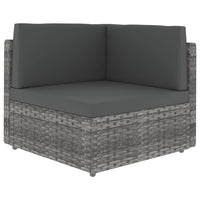 Thumbnail for 7-tlg. Garten-Lounge-Set mit Kissen Grau Poly Rattan