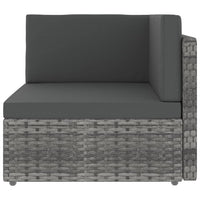 Thumbnail for 7-tlg. Garten-Lounge-Set mit Kissen Grau Poly Rattan