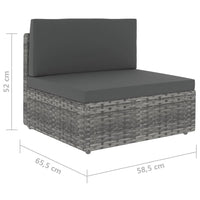 Thumbnail for 7-tlg. Garten-Lounge-Set mit Kissen Grau Poly Rattan
