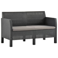 Thumbnail for 2-Sitzer Gartensofa mit Kissen Anthrazit PP Rattan
