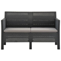Thumbnail for 2-Sitzer Gartensofa mit Kissen Anthrazit PP Rattan