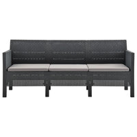 Thumbnail for 3-Sitzer Gartensofa mit Kissen Anthrazit PP Rattan