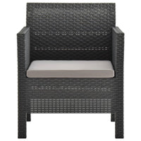 Thumbnail for 3-tlg. Garten-Lounge-Set mit Kissen PP Rattan Anthrazit