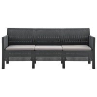 Thumbnail for 4-tlg. Garten-Lounge-Set mit Kissen PP Rattan Anthrazit