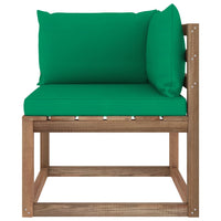Thumbnail for Garten-Paletten-Ecksofa mit Grünen Kissen