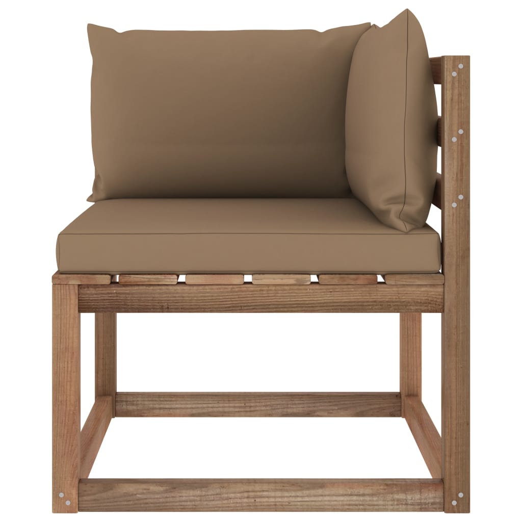 Garten-Paletten-Ecksofa mit Taupefarbenen Kissen