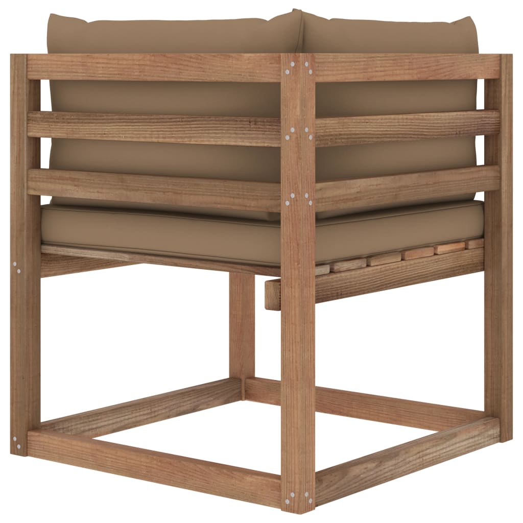 Garten-Paletten-Ecksofa mit Taupefarbenen Kissen