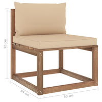 Thumbnail for Garten-Paletten-Mittelsofa mit Kissen Beige