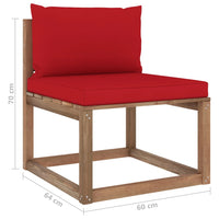 Thumbnail for Garten-Paletten-Mittelsofa mit Kissen Rot