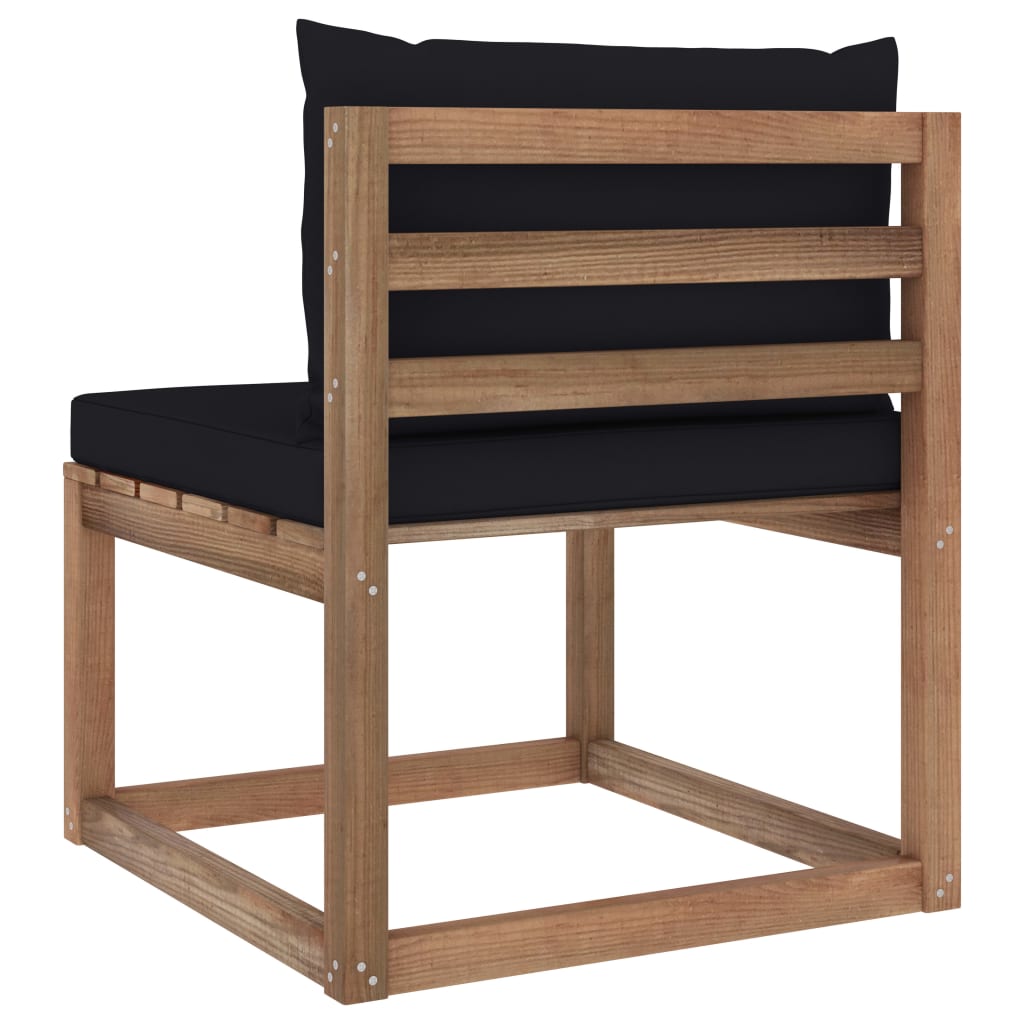 Garten-Paletten-Mittelsofa mit Kissen Schwarz